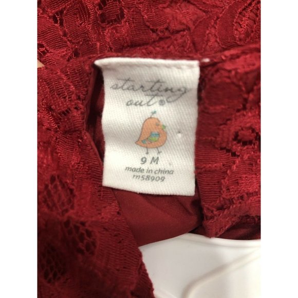 NWT Starting Out Baby Girl 2 piece‎ Holiday 9 months Red Lace Top White Leggings - Picture 8 of 9